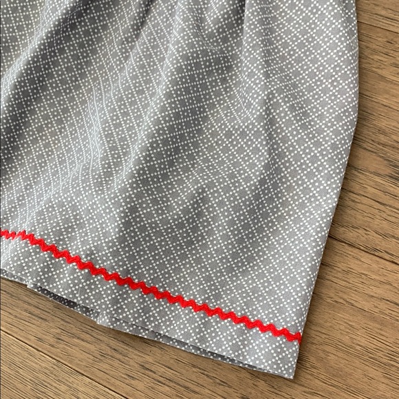 Gray and Red Pleated Ruffled Knee-Length Sundress - Picture 5 of 7